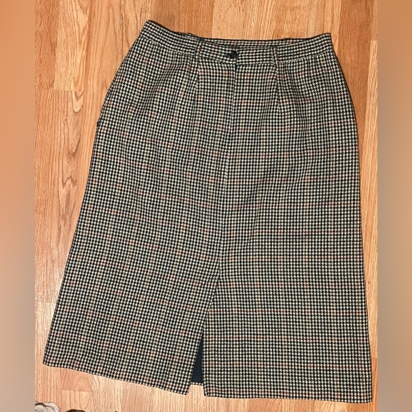 Vintage Leslie Fay Sportswear Houndstooth Wool Pencil Skirt Sz 14 - Picture 2 of 10